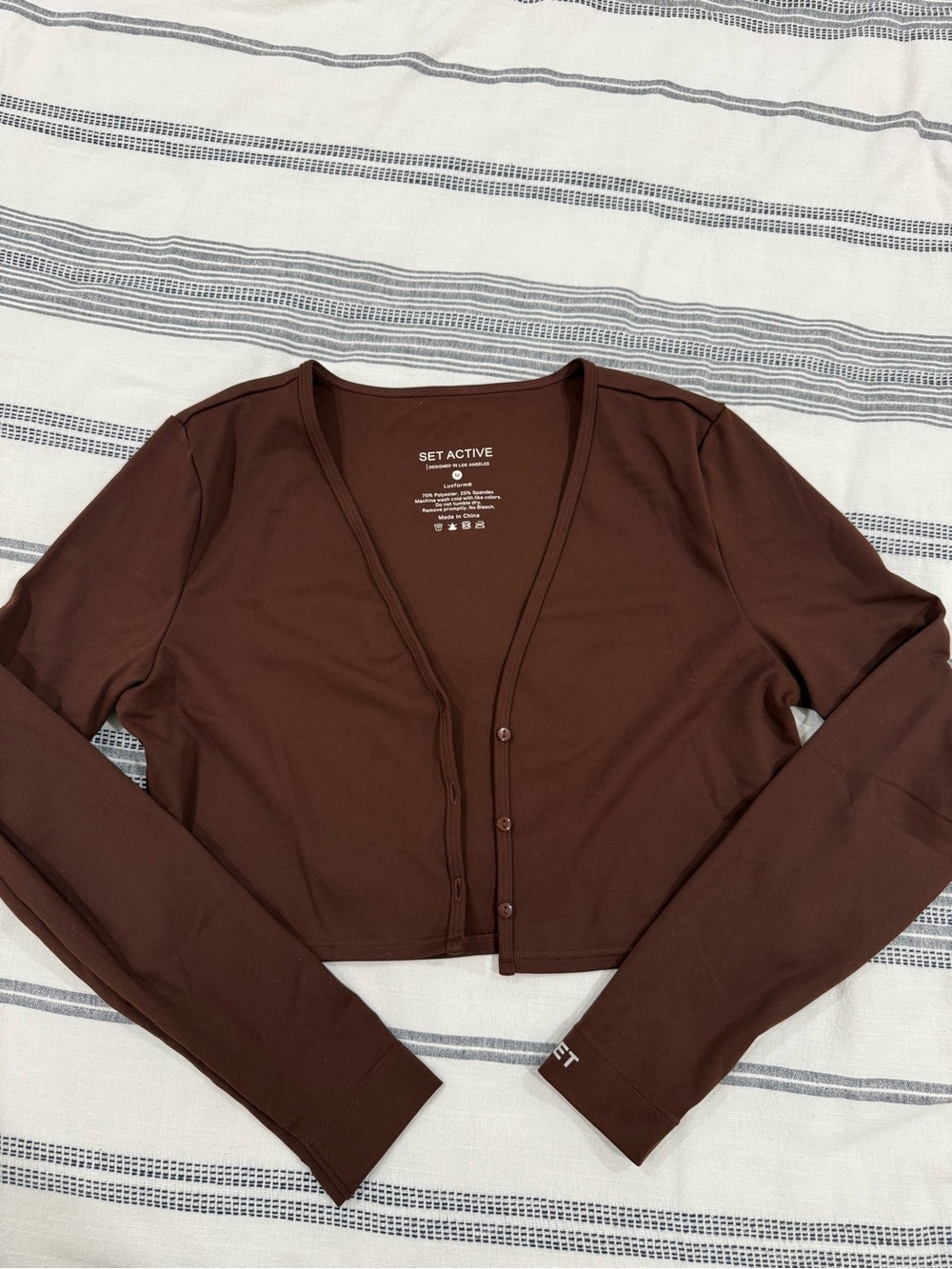 SET Active Brown Cropped Button-Front Cardigan